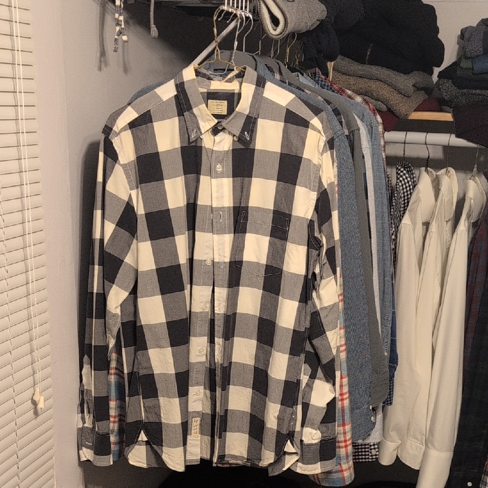 J. Crew Black and White Plaid Button Down Shirt